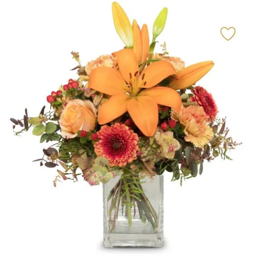 Harmony ein Kräftiger Strauss mit Lilien, Rosen, Germini, Nelken, Hypericum, Eucaliptus