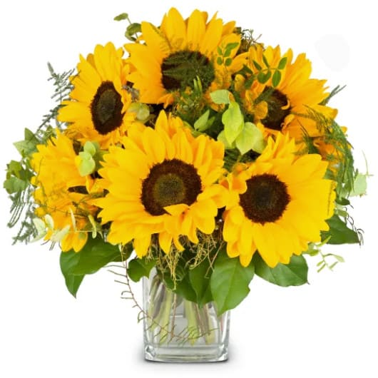Sommertraum Edler Strauss mit Sonnenblumen, Rosen, Eustoma, Statize, Alstromeria und Grün Blumenstrauss in Bern online bestellen