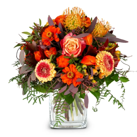 Benötigen Sie einen Herbstlichen Strauss, dann ist dieser genau der Richtige. Im Strauss sind Germini, Sünneli, Physalis, Hagebutten und Rosen.