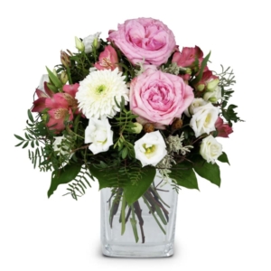 zarte Winterromantik Fr. 46.00/70.00/96.00 Strauss mit Rosen, Germini, Eustoma, Alstromeria