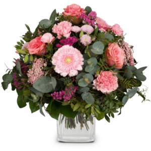 Märchen in rosa Fr. 65.00/110.00/145.00 Strauss in rosa mit Rosen, Germini, Nelken, Eukalyptus