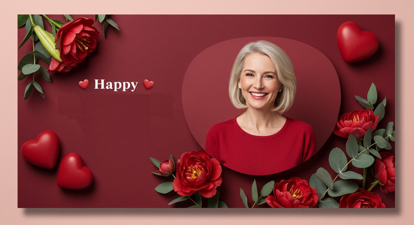 Banner mit Blumen und einem herzlichen Muttertagsgruß