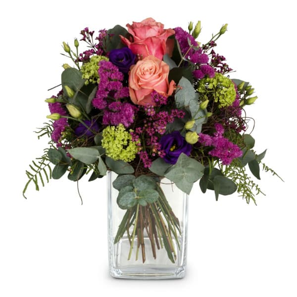 Sweet Day: Strauß mit Rosen, Statice und Eustoma